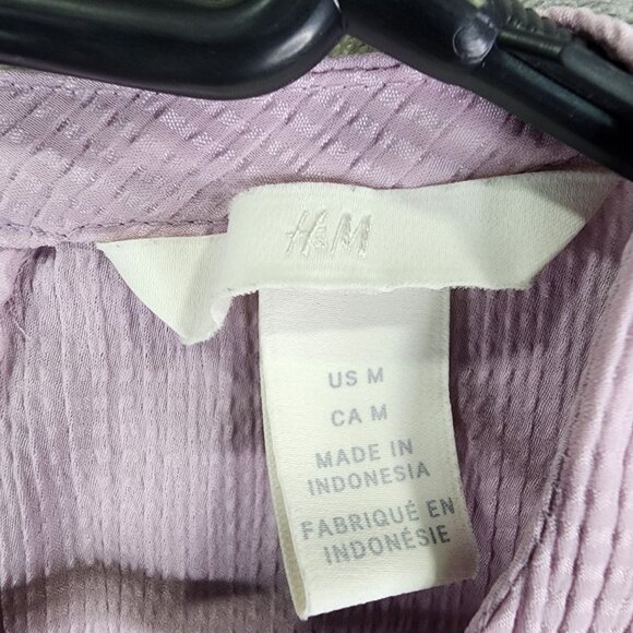 Womens H&M Lavender Textured Blouse Top Peasant Sleeve Size M - Picture 3 of 8